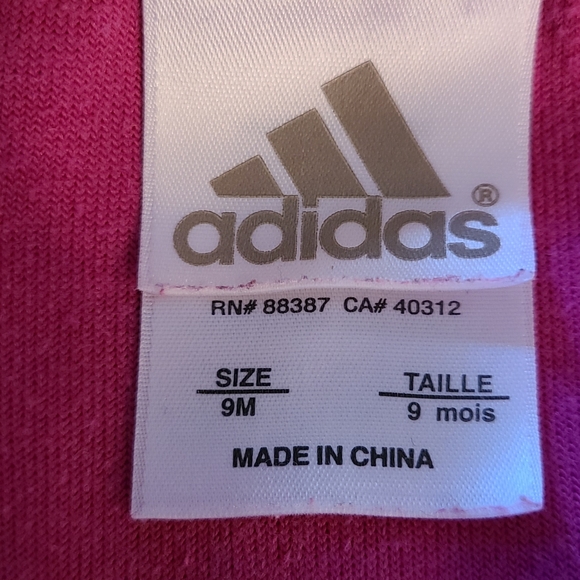 Adidas dark pink and gold velour zip up hoodie - Picture 3 of 5